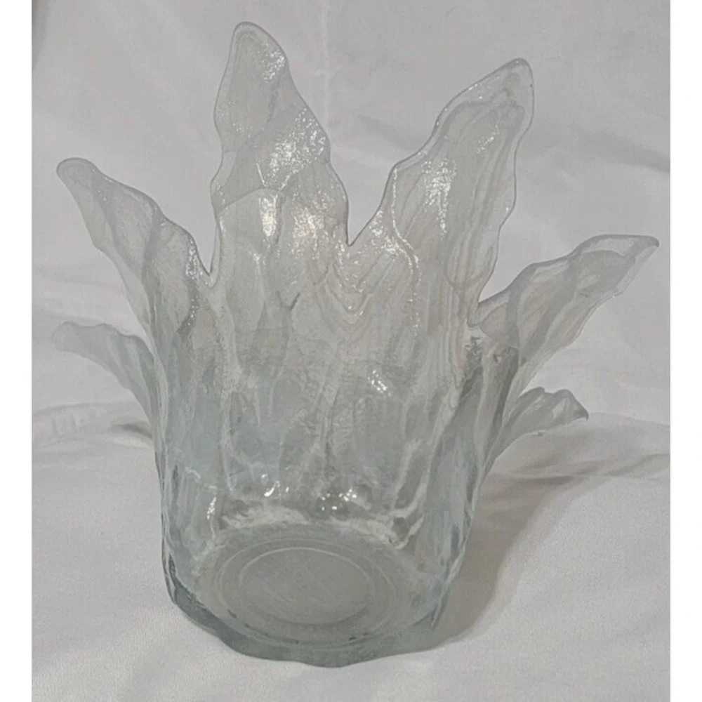 VTG ORIGINAL‎ MURANO HANDBLOWN GLASS FLOWER VASE/BOWL PLANTER WHITE - ITALY